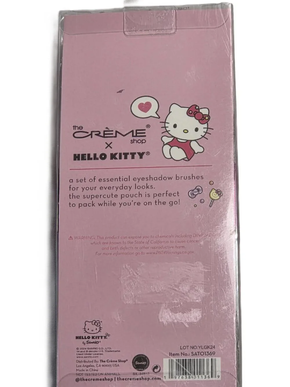 The Creme Shop Hello Kitty Eyeshadow Brush Set Pink Corduroy Travel Bag 5pc NIB